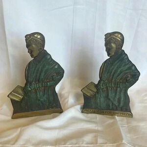 Vintage Brass Enamel Bar Mitzvah Bookends Made in Israel